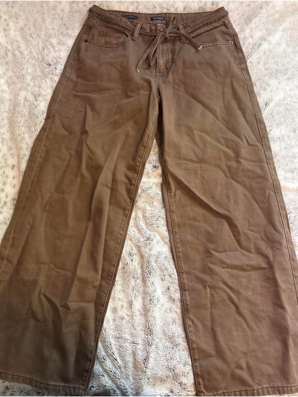 wild fable Tan Wide-Leg Chino Pants with Drawstring